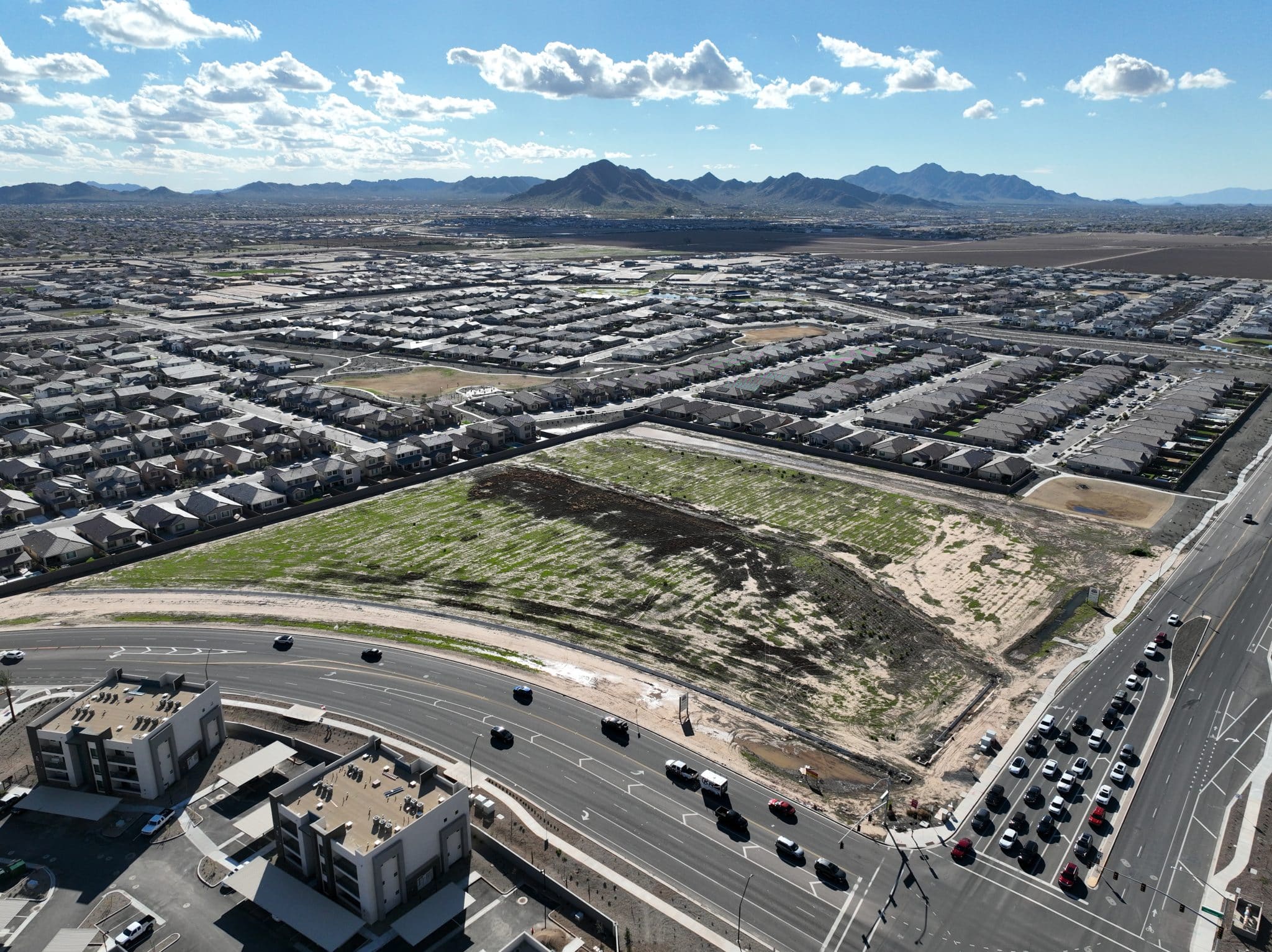Aerial view of a residential neighborhood in the Phoenix metro